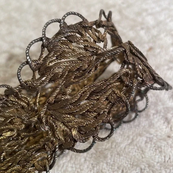 Wire Twisted Stranded Metal Belt/Necklace Unique Rosette Buckle - Picture 6 of 12